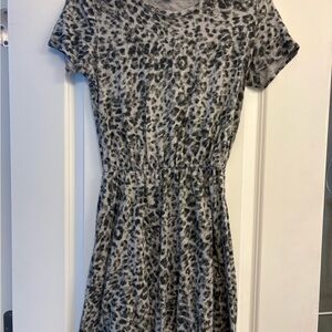 Leopard Print Short Sleeve T-shirt Dress
